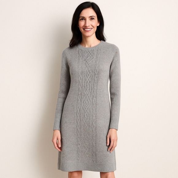 Talbots Dresses & Skirts - Talbots Women's Large Gray Tweed Sweater‎ Dress Long Sleeve Knee Length Winter